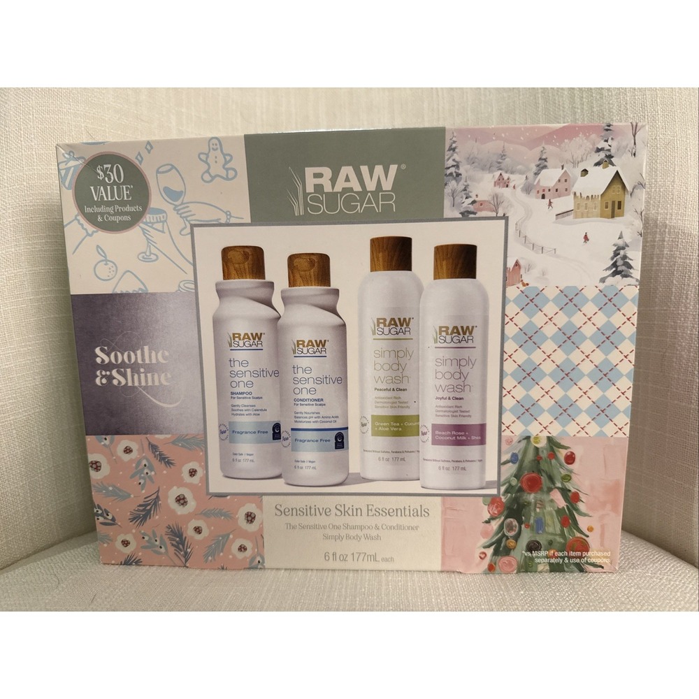 Raw Sugar Shampoo/Conditioner & 2-Body Wash Set, The Sensitive One, 6 Fl Oz Each